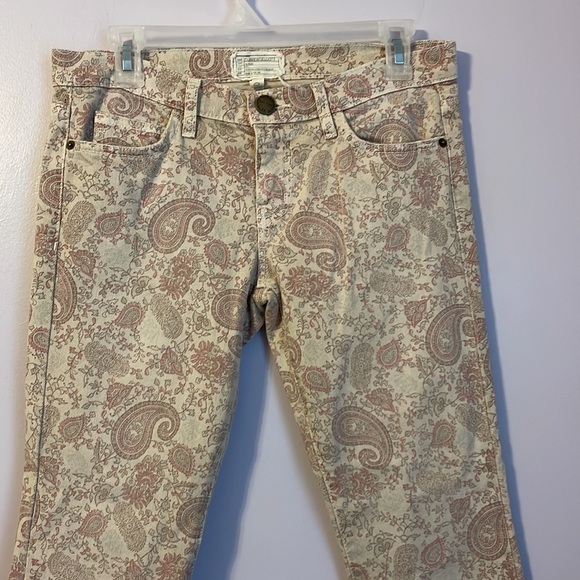 Current Elliott The Stiletto khaki paisley Cropped Ankle Skinny jeans Size 27 - Picture 4 of 17